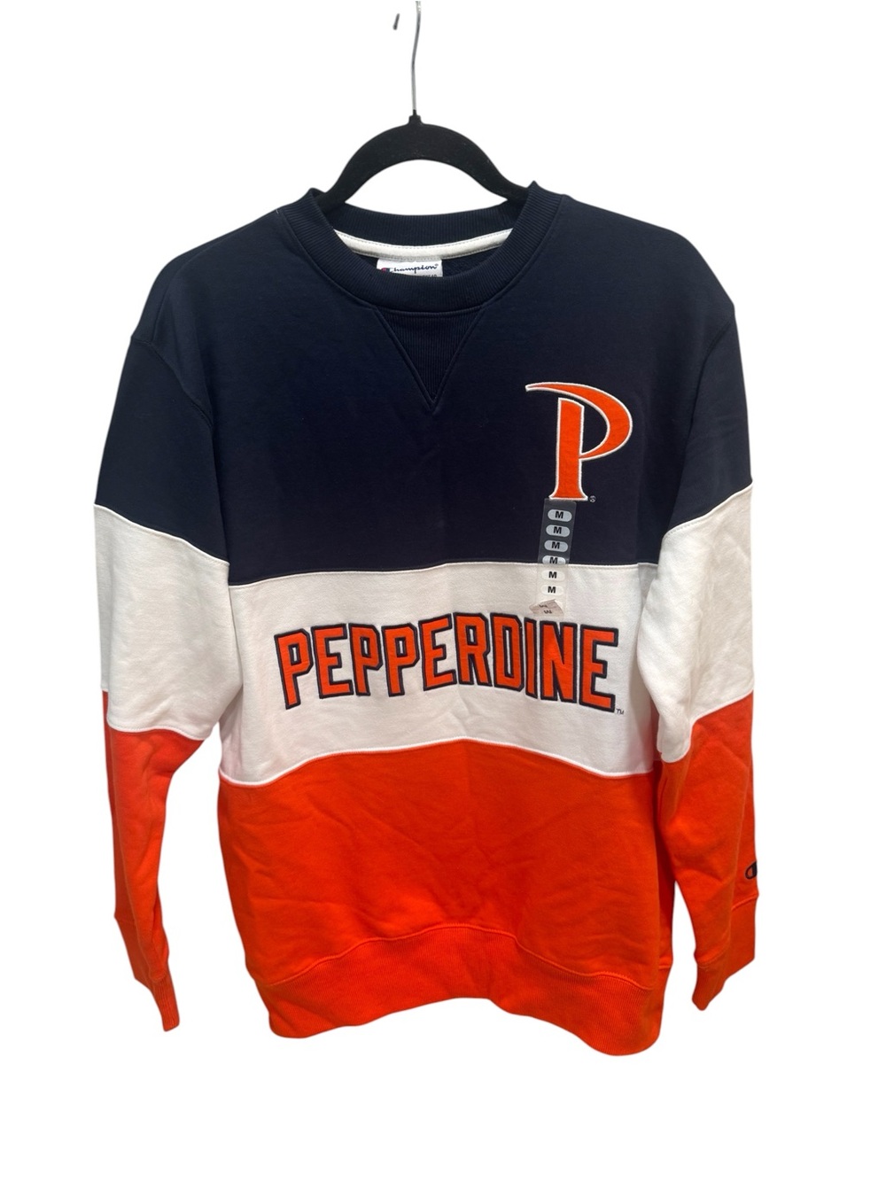 Pepperdine University Sweatshirt Mens M Champion Navy Blue Fleece Crew NWT